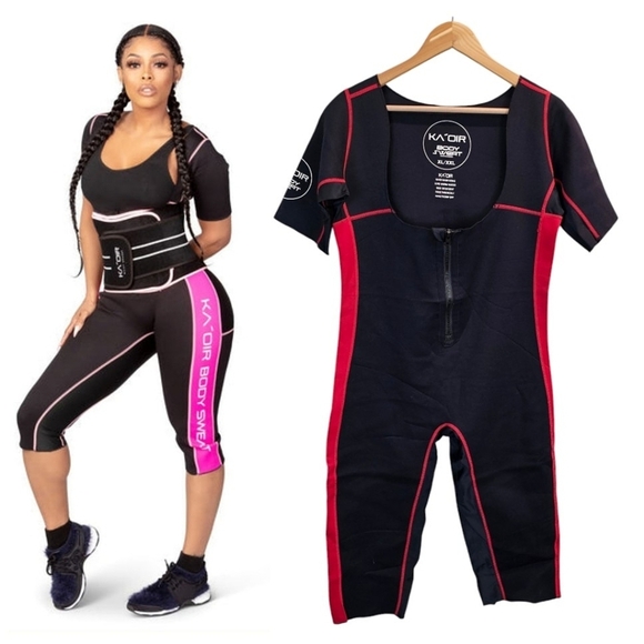 Ka'Oir Fitness Pants - Ka'Oir Fitness Womens Body Sweat Suit Plus Sz XXL Black & Red Workout Shapewear